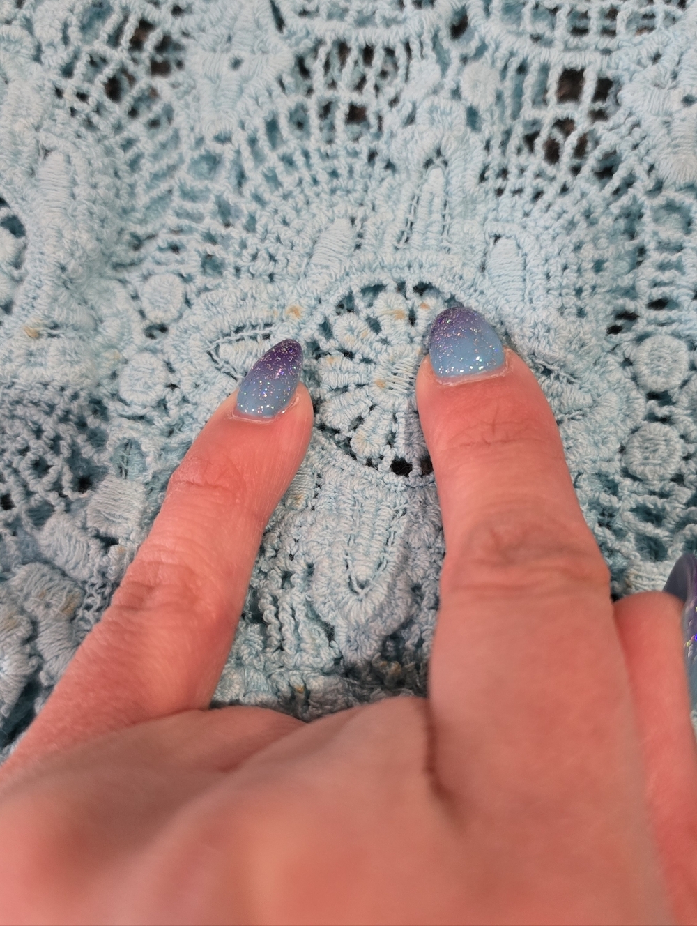 Mahina Crochet Lace Boho Tank Top Blue S/M - Picture 5 of 9